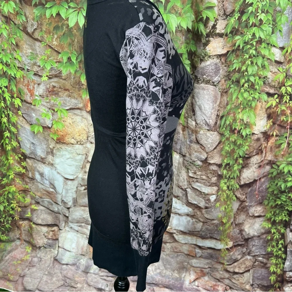 DESIGUAL Overprinted Long Sleeve Embellished Tunic, XS - Picture 3 of 9